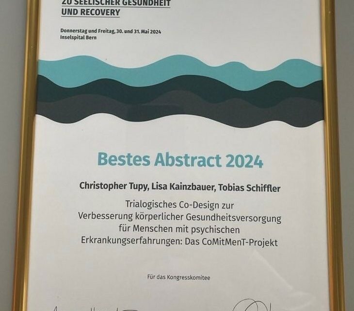 Tobi wins Best Abstract Award at International Mental Health Conference in Bern